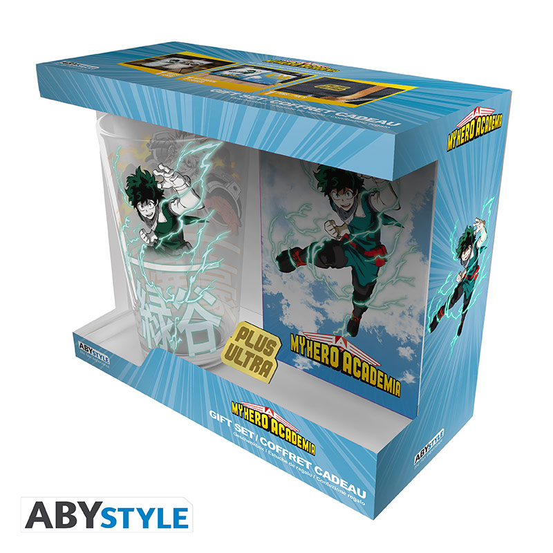 my hero academia pck xxl glass + pin + pocket notebook "heroes"* my hero academia pck xxl glass + pin + pocket notebook "heroes"*