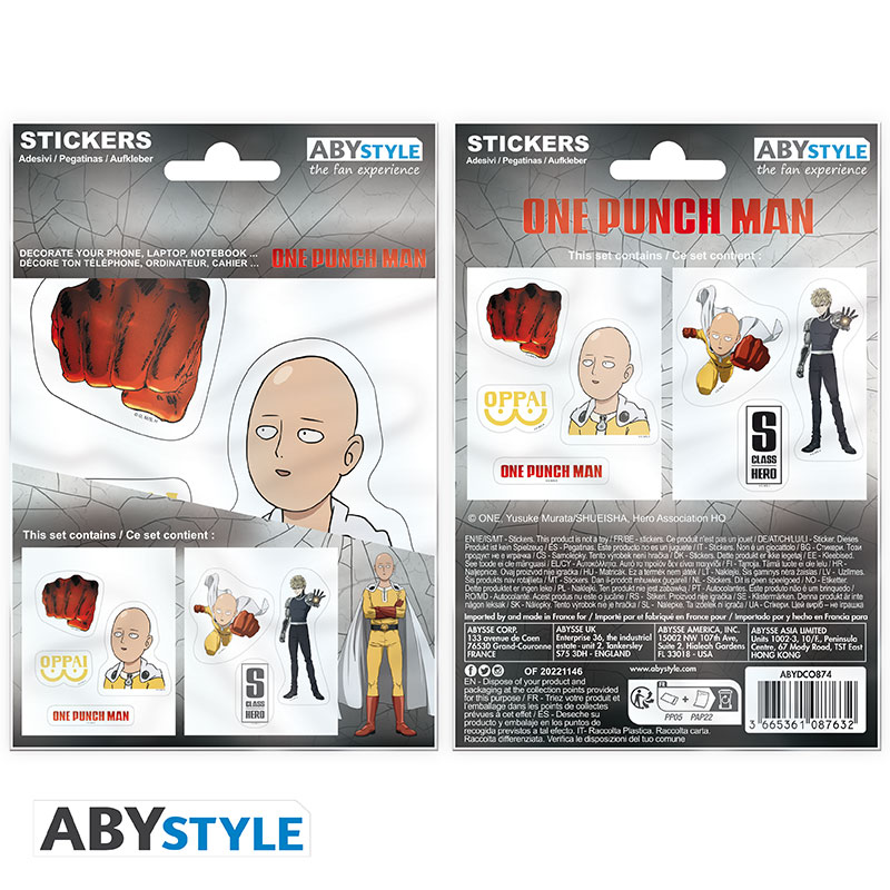 one punch man stickers 16x11cm/ 2 sheets saitama and icons one punch man stickers 16x11cm/ 2 sheets saitama and icons